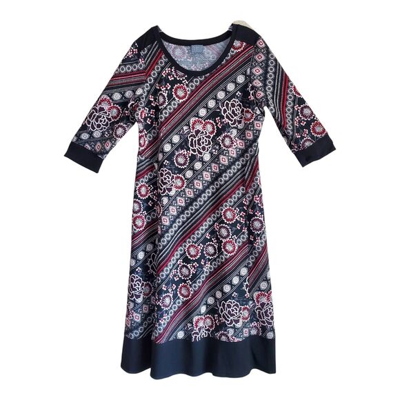 Rabbit Rabbit Rabbit Designs 14 16 Midi Dress Embroidered Fabric Black Red White - Picture 1 of 7